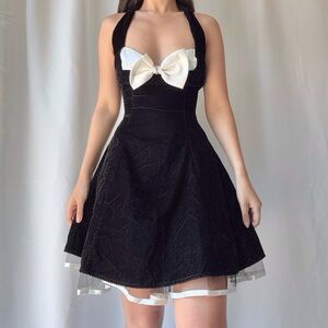 Vintage Marnie West 11 Tulle Layer Velvet Pinup Dress in Black